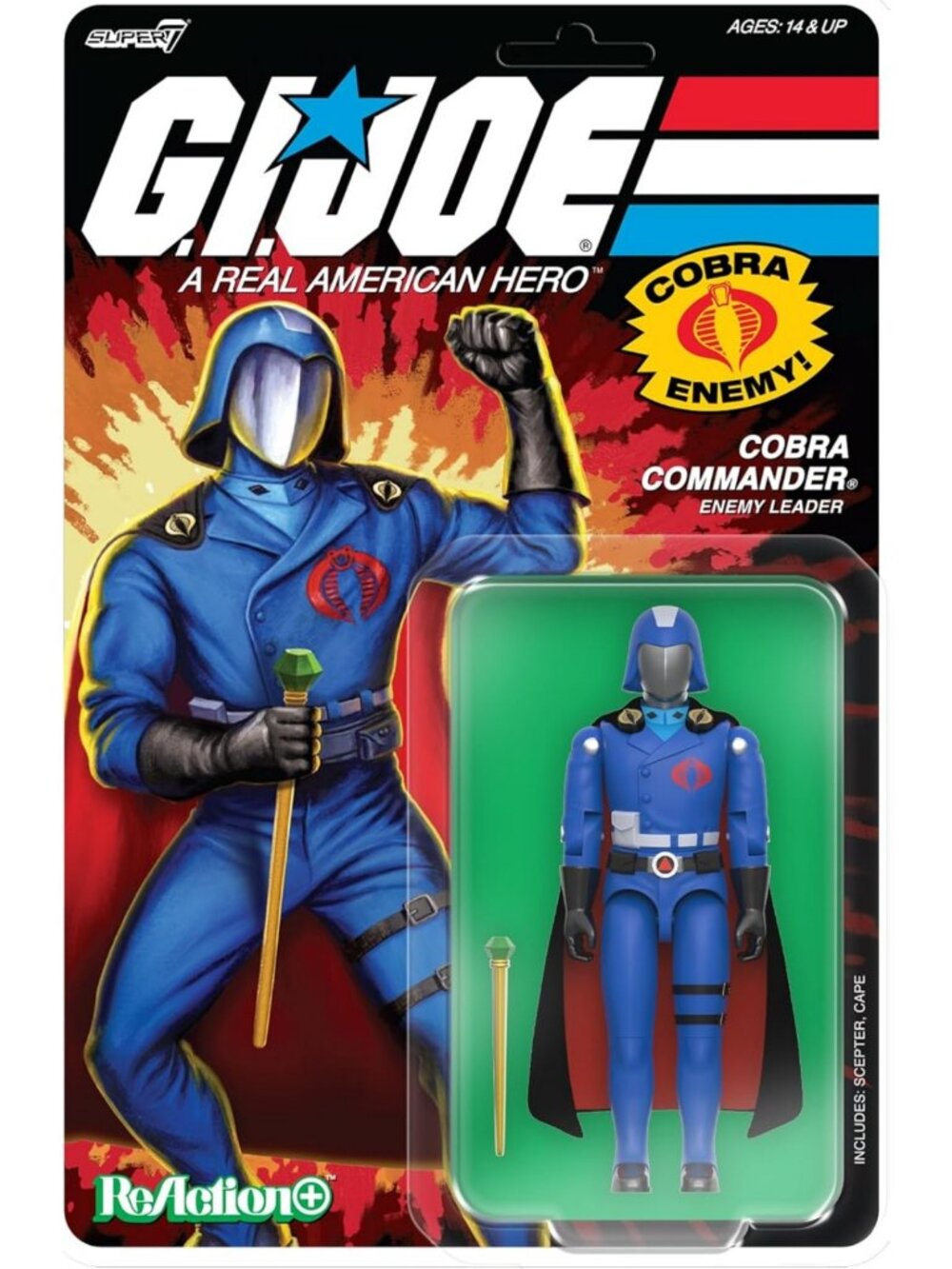 Cobra Commander Action Figure - 3.75" Retro Toy with Accessories - Classic